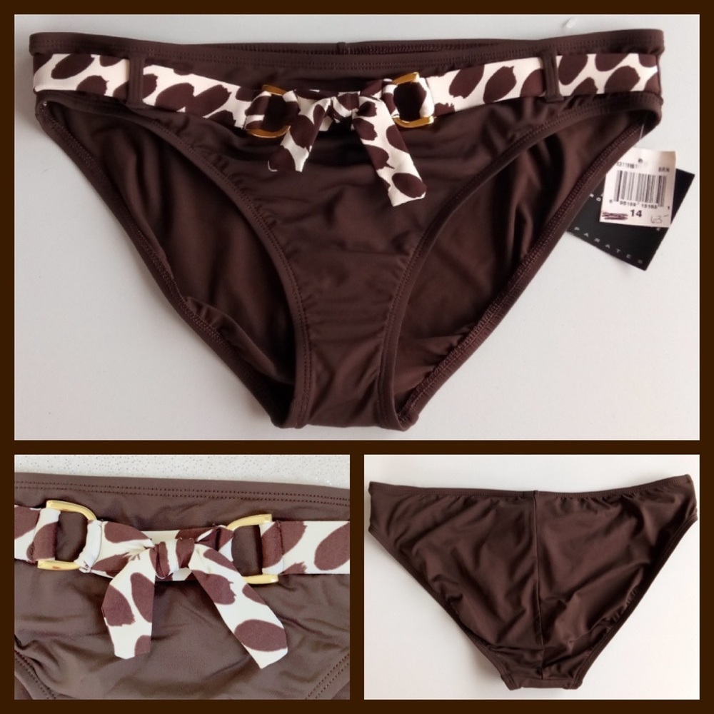 ❤️‍🔥 SAlE NWT La Blanca Brown Belt Tie Hipster Bikini Swimsuit Bottoms